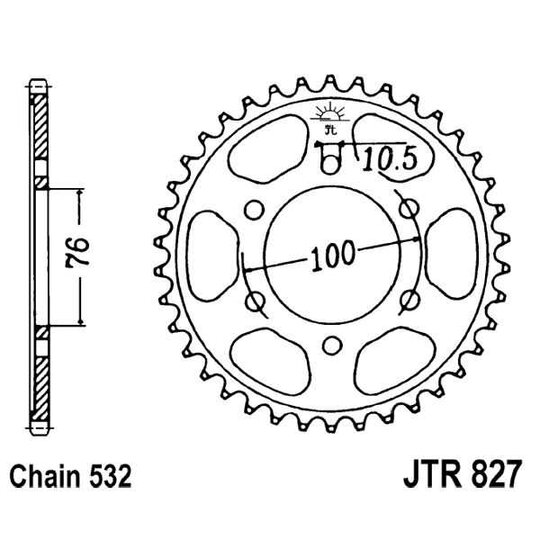 Reťazová rozeta JT JTR 827-44 44T, 532